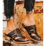 FREEBIRD by Steven Freebird Steven Moonstar Leather Star Cut-Outs Distressed Low Heeled Slides Edgy Photo 2