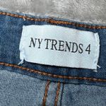 NY Trends 4 Denim Mini Skirt Womens Large Blue Distressed Frayed Hem Y2K Edgy Photo 3