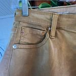 AG Adriano Goldschmied AG The Quinne Coated Hi Waist Cropp Flare Jeans Mustard Gold Size 31 Photo 6