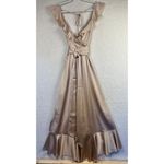 Show Me Your Mumu  Samantha Ruffle Wrap Dress Moss‎ Champagne Luxe Satin XS Photo 4