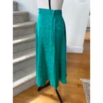 Source Unknown Vintage 90s Turquoise Green Floral Silk A-Line Midi Skirt Western Romantic Boho Photo 3