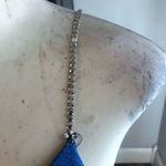 Alfred Angelo Vintage 90s  Long blue glitter v Neck crystal Formal dress‎ gown 8 Photo 3