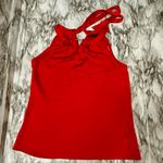 Outback Red Scarlet Silky Y2K Halter Top Sexy Keyhole Holiday Party Office Siren Photo 3