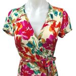 VICI  Women's Pink Multicolor Floral Short Sleeve V Neck Maxi Wrap Dress Size S Photo 2