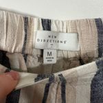 New Directions Striped Linen Pants Size Medium Cream and Gray Cropped Wide Leg Photo 5