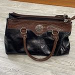 Giani Bernini Black and Brown Satchel with Textured Trim Photo 0