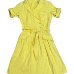 Liz Claiborne Vintage  Yellow Belted Shirt Dress‎ Midi Career Workwear Chic SZ 12 Photo 0