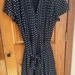 MSK Women 16W Polka Dot Chiffon Knee Length Dress Fit N Flare Black White Photo 0
