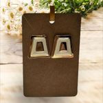Vintage Geometric Gold toned & Off White Square Earrings Photo 1