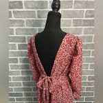 Blue Rain  Floral Red Maxi Dress Open Tie Back Women’s size XL Photo 5