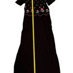 Fashion Bug Vintage Plus Size 14 Black Embroidered Floral Knee Length Dress Short Sleeve Photo 3