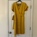 J.Crew  Elegant Yellow Wrap Satin Midi Dress Vneck Photo 2
