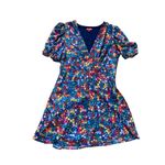 STAUD Colorful Floral Printed Milla Mini Dress 12 Blue Photo 2