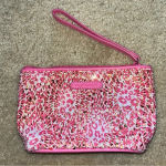 Vera Bradley  “Camocat” Wristlet - Pink & White Mesh w/ Gold Sequins - EUC Photo 0