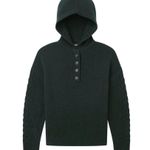 NAADAM • Cable Knit Sleeve Henley Hoodie in Pine Green wool cashmere sweater Size L Photo 2