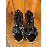 Laura Ashley  KILBY Wedge Sandals Espadrilles Shoes black white dots SZ 7B Photo 1