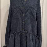 easel  corduroy ruffle button down tunic dress Photo 0