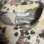 Allison Daley  3/4 Sleeve Leopard Floral Leaf Print Textured Button Down Blouse Photo 5