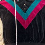 Jantzen Vintage 80s Retro Velour Chevon Long Sleeve Snap Top - S Photo 1