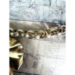 Vintage 1930's Goldtone Flower Pearl Textured Curb Link Charm Bracelet Germany Gold Photo 6