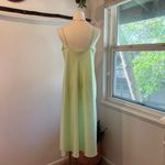 Lime Green Semi Sheer Floral Rose Embellished Strappy Midi Dress Size Medium Photo 4