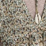 Storia  Green Floral Long Sleeve Open Back Dress Size M Photo 4