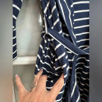 Lands' End Lands’ End Cotton Above Knee Length Robe Deep Sea Navy Stripe Plus Size 1X - 2X Photo 7