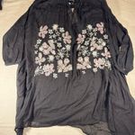 Luxe  Black Tunic with Pink Floral Embroidery Photo 0