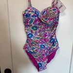 NWT Stella Parker Paisley Floral Bandeau One Piece Swimsuit Removable Straps‎ M Pink Size M Photo 1