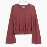Madewell Autumn Berry Texture & Thread Smocked Bell-Sleeve Top Size XXS Photo 0