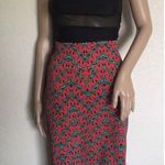 LuLaRoe  Cassie Printed Red & Teal Pencil Skirt M Photo 0