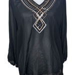 Ellen Tracy NWT  Black Sequin All That Glitters Sheer Blouse Top Large Photo 0