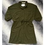 Bishop and Young Safari Olive Green Puff Sleeve Button Up Midi Dress - Small NWT Photo 4