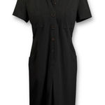 Talbots  Petite Stretch Black Short Sleeve Button Front Collared Shirt Dress Sz 4 Photo 0