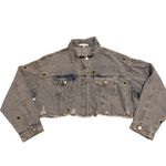 Cloud Ten Women's Size M Smiley Face Patch Cropped Denim Jean Jacket Grunge Photo 5