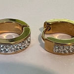 Worn Once Like New Gold Plated Earrings Huggie White Photo 0