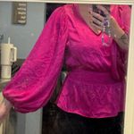 1. State State Hot Pink Satin Long Sleeve Blouse Small Photo 10