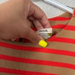 Fossil  Orange Striped Knee Length Dress 3/4 Sleeve Exposed Zipper Back Sze Large Photo 2