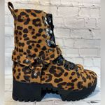 Wild Diva  Platform Combat Boots Faux Suede Animal Print-8 Photo 1