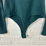 Lulus  Green Ribbed Long Sleeve Cut Out Bodysuit Size L Photo 6