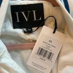 IVL Cropped Varsity Bomber White with Blue Stripes Size XS NWT Photo 5