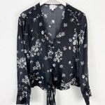 Cami NYC  Lila Tie Detail Floral Silk Blouse Long Sleeve Black Small S Photo 1