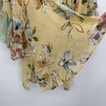 Adora Yellow Floral Sheer Ruffle Mixed Pattern Kimono Shawl Overlay Size Small Photo 3