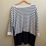 Talbots navy & white striped pique side ruched sweater plus Size 3x Photo 1