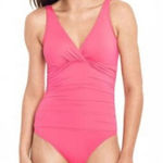 Ralph Lauren Lauren neon pink vneck ruched tummy control one piece 10 Photo 0