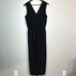 Apt. 9  Jumpsuit Womens Large Black White Polka Dot Cropped Wide Leg Sleeveless‎ Photo 3