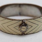 Henri Bendel Vintage  Vintage Gold Tone Wide Ivory Cuff Bangle Bracelet Photo 0
