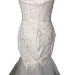 White Strapless Beaded Lace Corset Mermaid Wedding Dress Size L Photo 6