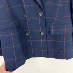 Aritzia  Babaton Samuel Double Breasted Check Blazer Size 0 Navy Red Photo 5