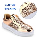 NWT Shiny Gold Glittery Low Top Sneakers Photo 3